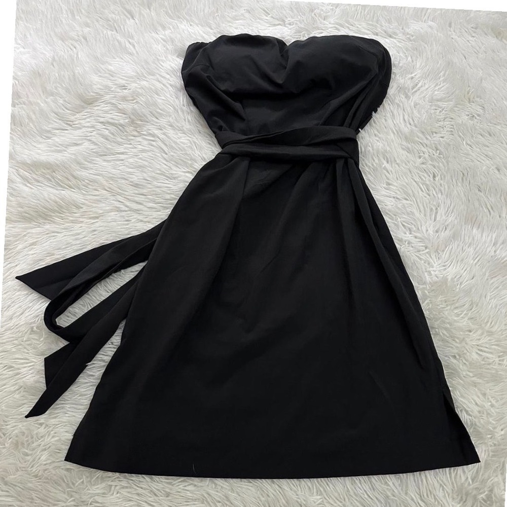 Athleta Black Strapless Sweetheart Midi Dress‎ with Pockets Size 14 983395